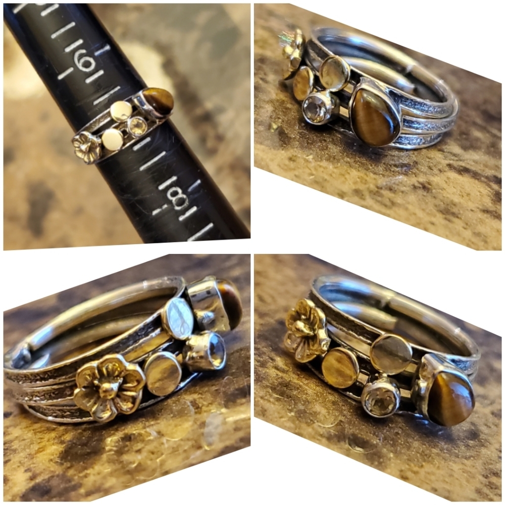Tigers Eye & Topaz Ring Size 7 - Picture 7 of 7